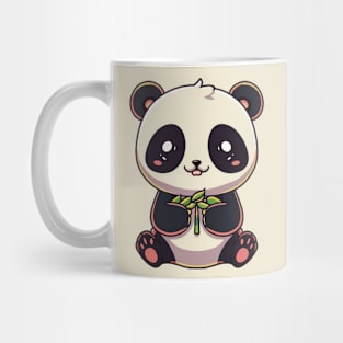 A cute panda bear with its bamboo Mug